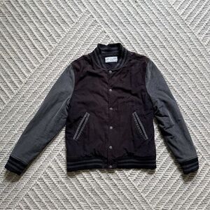 Officine Générale Corduroy Varsity Bomber Jacket L/XL (US) – Black/Grey